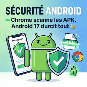 Lire la suite à propos de l’article Sécurité Android : Chrome scanne les APK, Android 17 durcit tout